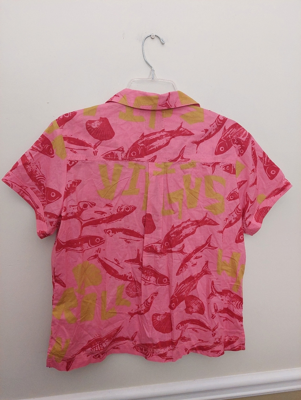 BDG Pink & Yellow Printed Button-Up Shirt Small - Picture 4 of 5